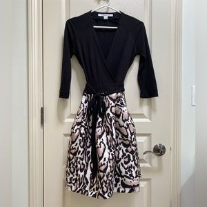 Diane von Furstenberg Jewel Dress Black and Leopard